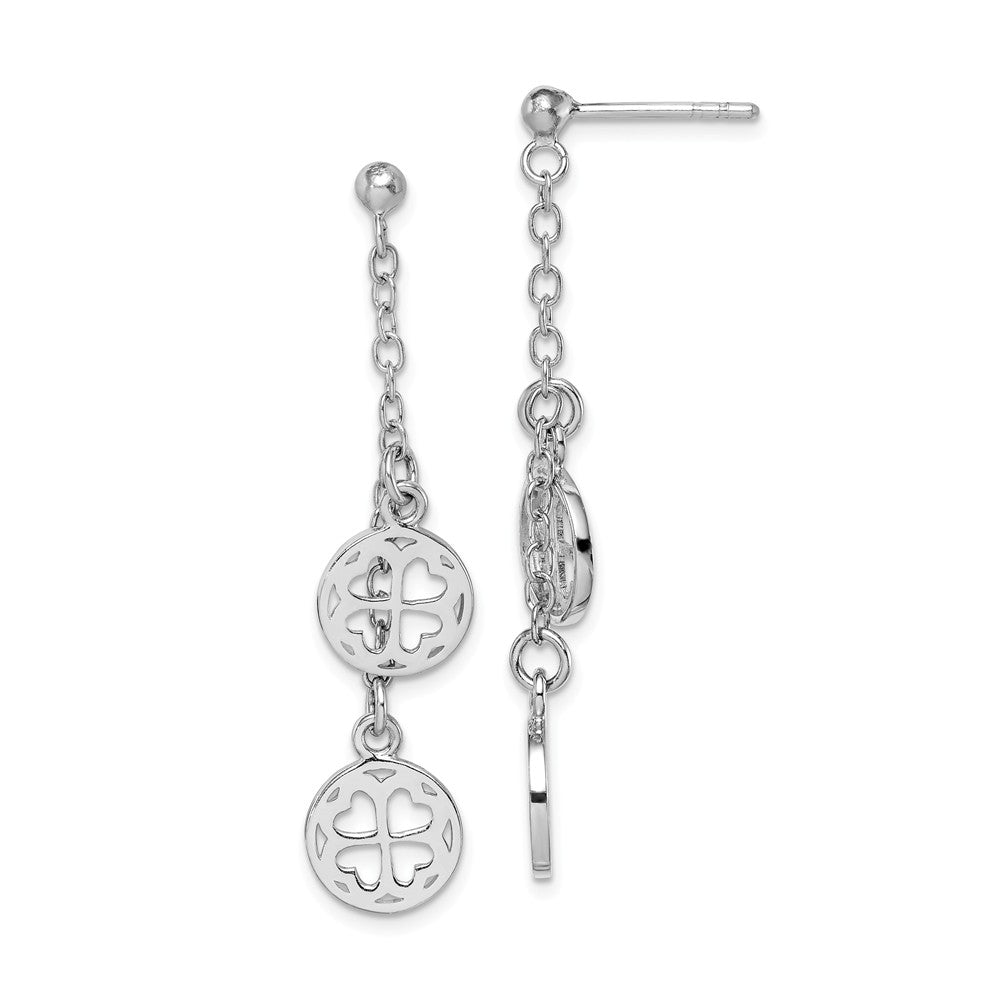 Quality Gold Sterling Silver Rhodium-plated Clover Dangle Post Earring