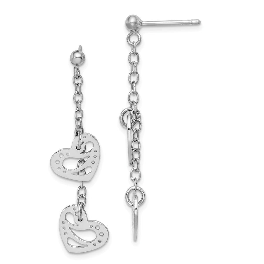 Quality Gold Sterling Silver Rhodium-plated Hearts Dangle Post Earring