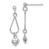 Quality Gold Sterling Silver Rhodium-plated Heart Puffed Dangle Earrings