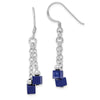 Quality Gold Sterling Silver Rhodium-plated Created Lapis Dangle Earrings