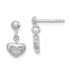 Quality Gold Sterling Silver Rhodium-plated CZ Heart Dangle Post Earrings