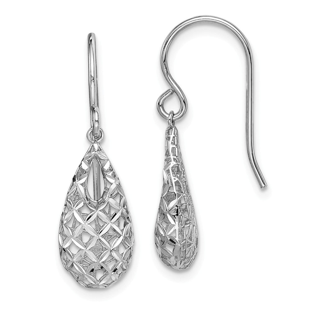 Quality Gold Sterling Silver Rhodium-plated Tear Drop Dangle Earrings