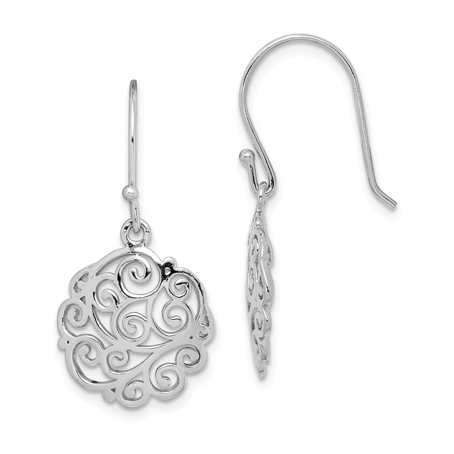 Quality Gold Sterling Silver Rhodium-plated Filigree Circle Dangle Earrings