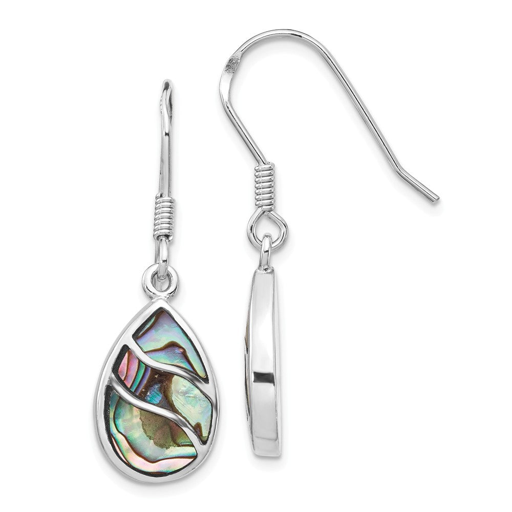 Quality Gold Sterling Silver Rhodium-plated Abalone Teardrop Dangle Earrings