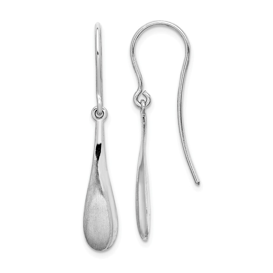 Quality Gold Sterling Silver Rhodium-plated Brushed Teardrop Dangle Earrings