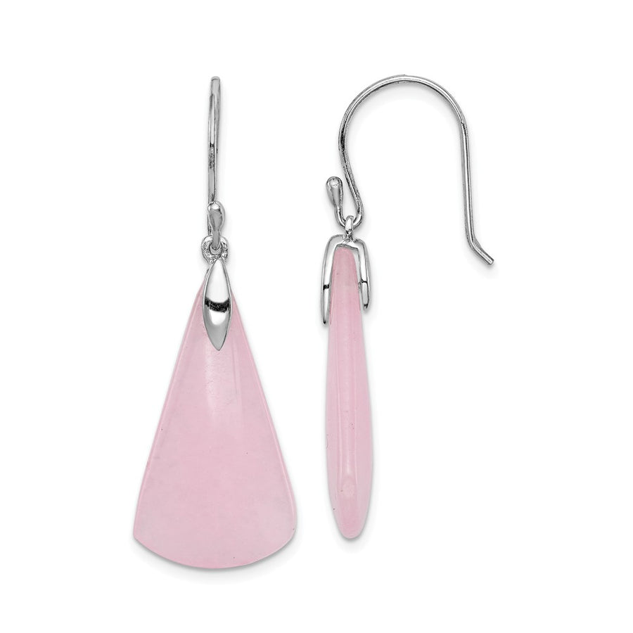 Quality Gold Sterling Silver Rhodium-plated Dyed Pink Quartz Dangle Earrings