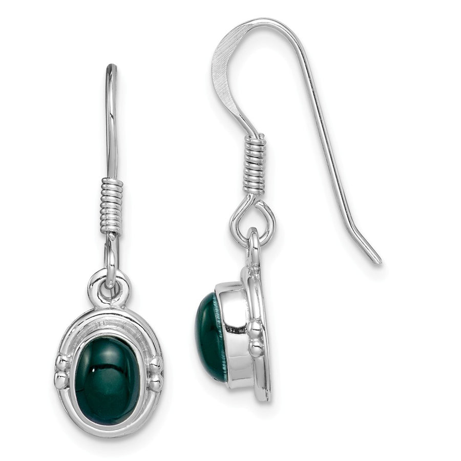 Quality Gold Sterling Silver Rhodium-plated Green Agate Oval Dangle Earring