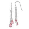 Quality Gold Sterling Silver Rhodium-plated Pink CZ Teardrop Dangle Earrings