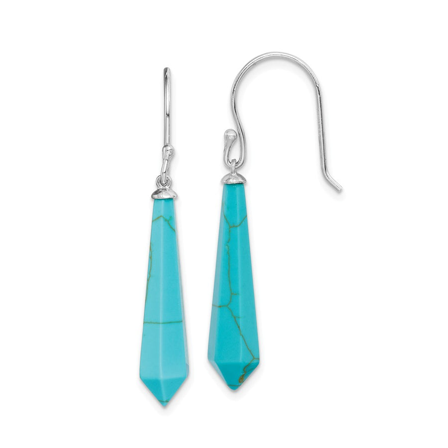 Quality Gold Sterling Silver Rhodium-plated Created Turquoise Dangle Earrings