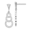 Quality Gold Sterling Silver Rhodium-plated CZ 3-Circles Dangle Post Earrings