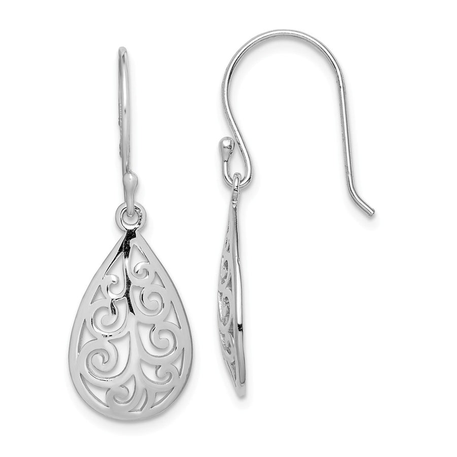 Quality Gold Sterling Silver Rhodium-plated Filigree Teardrop Dangle Earrings