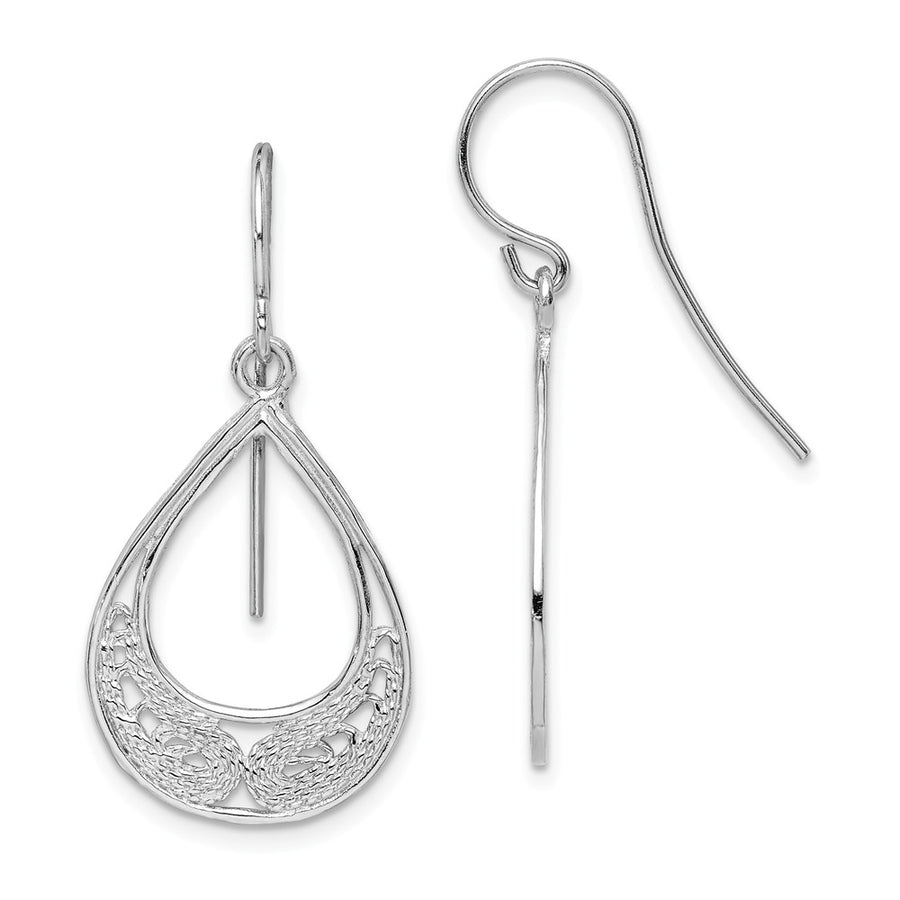 Quality Gold Sterling Silver Rhodium-plated Teardrop Filigree Dangle Earrings