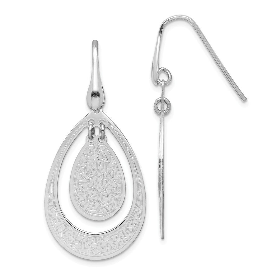 Quality Gold Sterling Silver Rhodium-plated Textured Teardrop Dangle Earrings