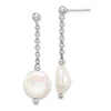 Quality Gold Sterling Silver Rhod-plated 12-13 Coin FWC Pearl Dangle Earrings