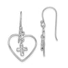 Quality Gold Sterling Silver Rhodium-plated Cross Inside Heart Dangle Earring