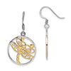 Quality Gold Sterling Silver Rhodium-plated Gold Tone Dragonfly Dangle Earring