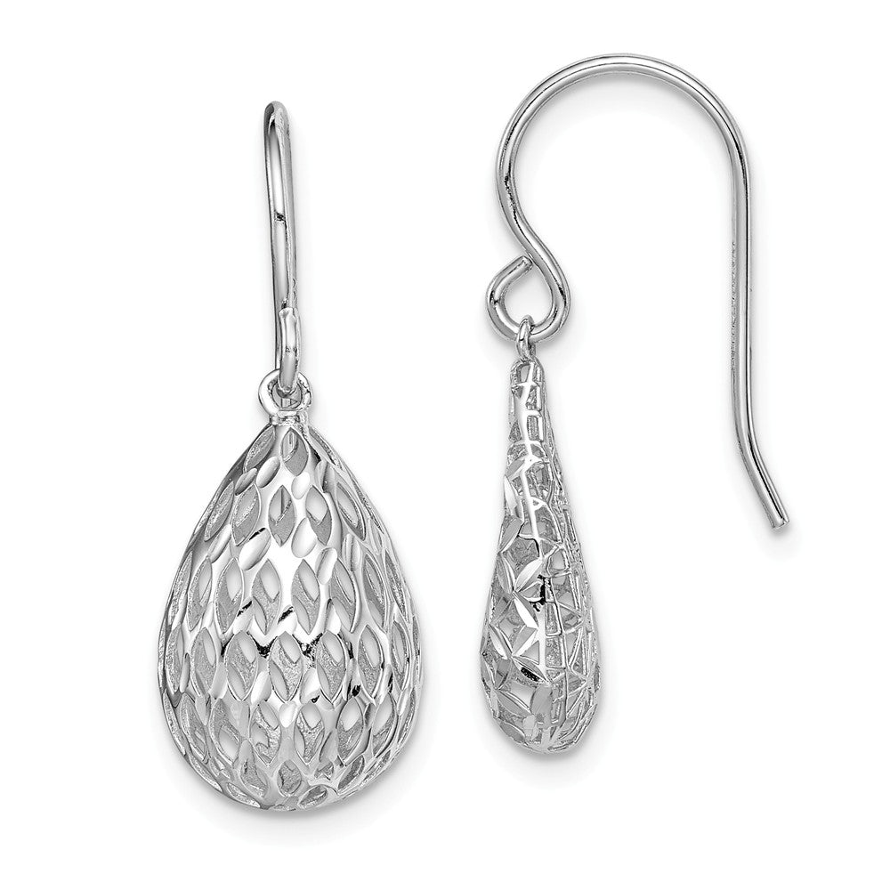 Quality Gold Sterling Silver Rhodium-plated Hollow Tear Drop Dangle Earrings