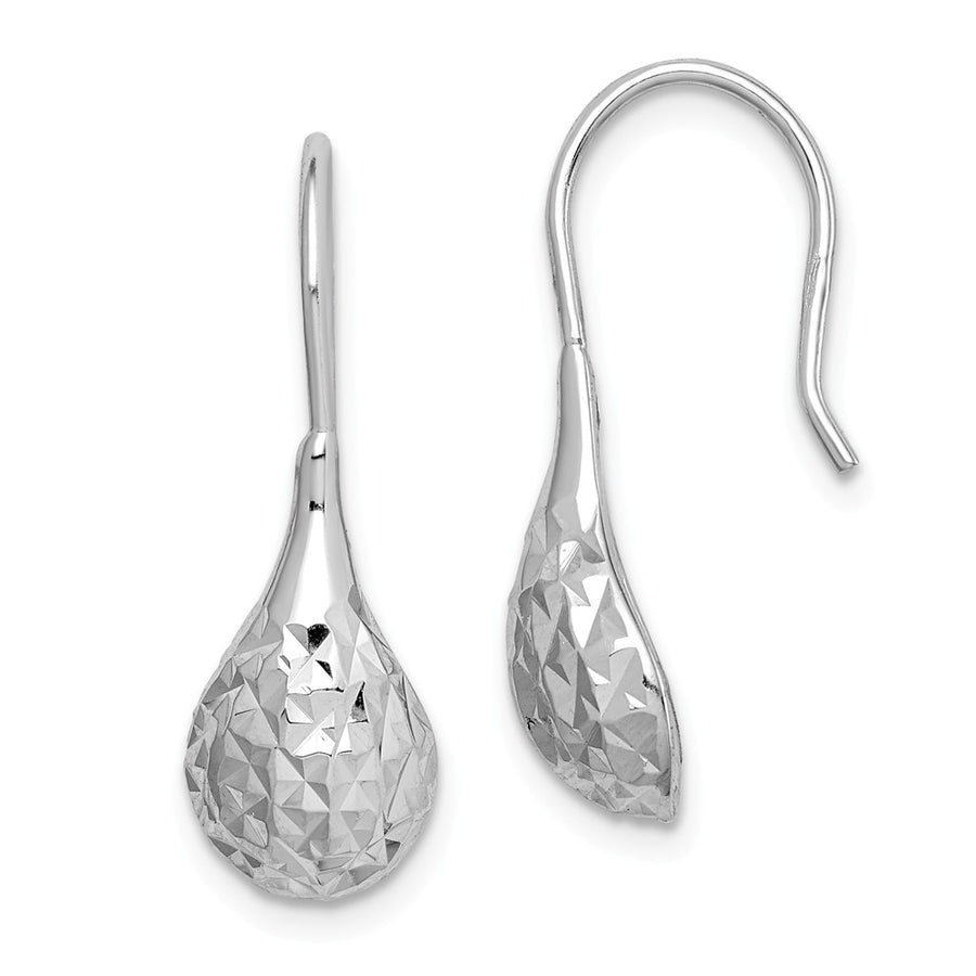 Quality Gold Sterling Silver Rhodium-plated Diamond-Cut Teardrop Dangle Earrings