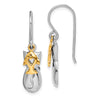 Quality Gold Sterling Silver Rhodium-plated Gold Tone Cat & Fish Dangle Earring