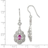 Quality Gold Sterling Silver Rhodium-plated Pink & White CZ Flower Hoop Earrings