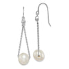 Quality Gold Sterling Silver Rhod-plat 9-10mm White FWC Pearl CZ Dangle Earrings