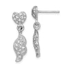 Quality Gold Sterling Silver Rhodium-plated CZ Heart & Wings Dangle Post Earring