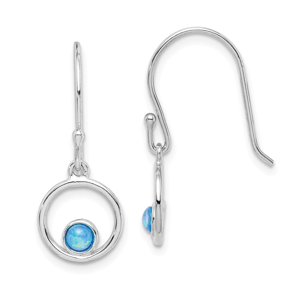 Quality Gold Sterling Silver Rhodium-plated Imitation Opal Circle Dangle Earrings