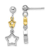 Quality Gold Sterling Silver Rhodium-plated with Yellow Tone Star Dangle Earrings