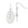 Quality Gold Sterling Silver Circle with Swarovski Simulated Pearl Dangle Earrings