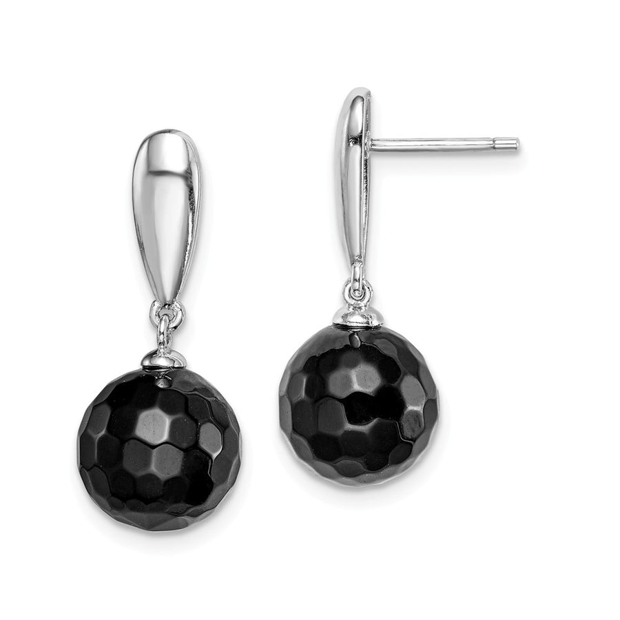 Quality Gold Sterling Silver Rhodium-plated Faceted 10mm Onyx Dangle Post Earrings