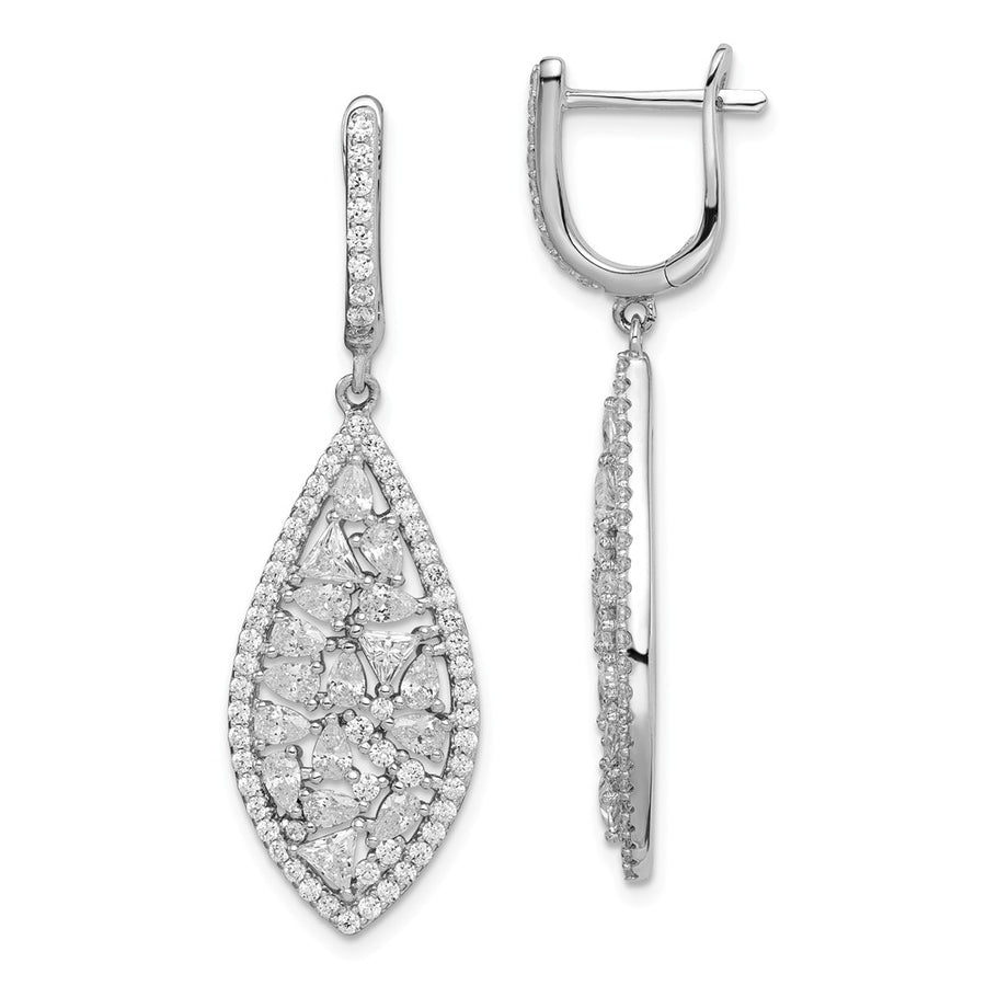 Quality Gold Sterling Silver Rhodium-plated Geometric CZ Leverback Dangle Earrings