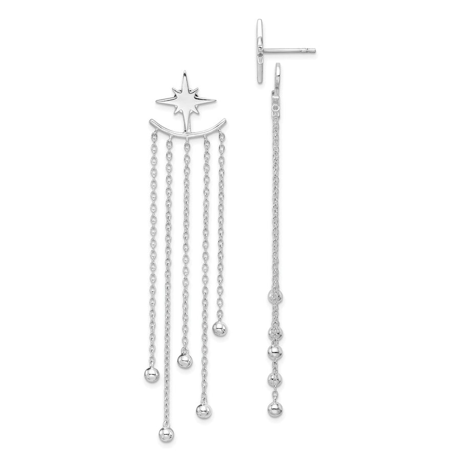 Quality Gold Sterling Silver Rhodium-plated Star Posts & Dangle Bead Jackets Earrings