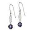 Quality Gold Sterling Silver Black FW Cultured Pearl Filigree Dangle Earrings