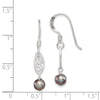 Quality Gold Sterling Silver Grey FW Cultured Pearl Dangle Earrings