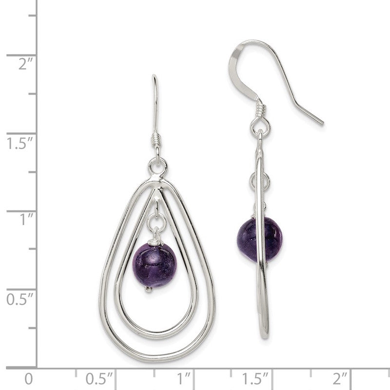 Quality Gold Sterling Silver Amethyst Dangle Earrings