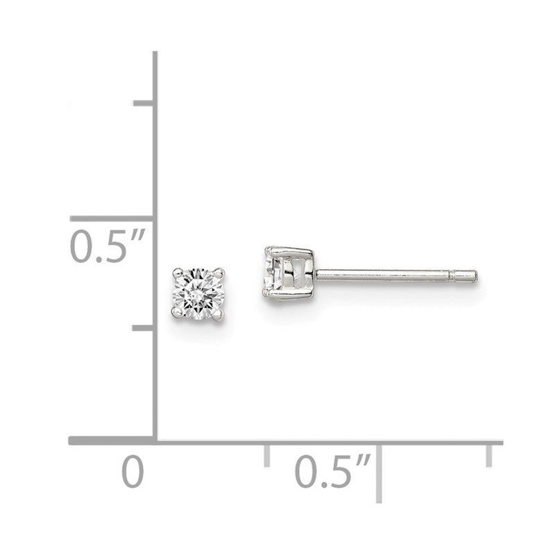 Quality Gold Sterling Silver 3mm Round Basket Set CZ Stud Earrings