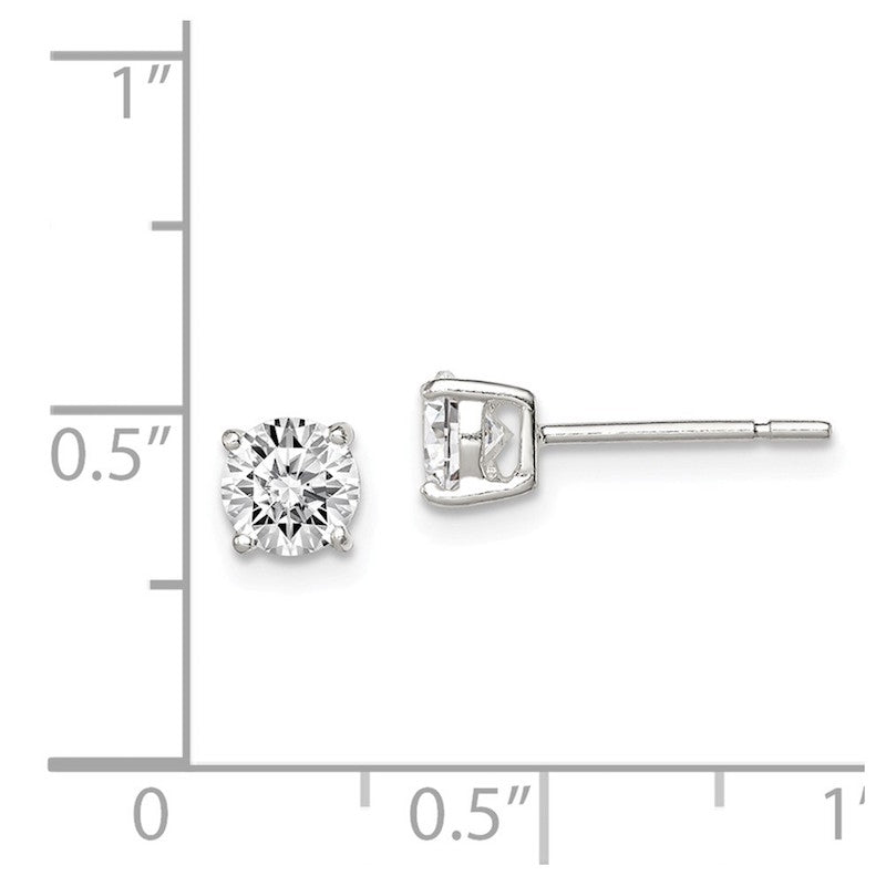 Quality Gold Sterling Silver 5mm Round Basket Set CZ Stud Earrings