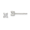 Quality Gold Sterling Silver 3mm Princess Basket Set CZ Stud Earrings