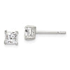 Quality Gold Sterling Silver 4mm Princess Basket Set CZ Stud Earrings