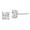 Quality Gold Sterling Silver 6mm Princess Basket Set CZ Stud Earrings