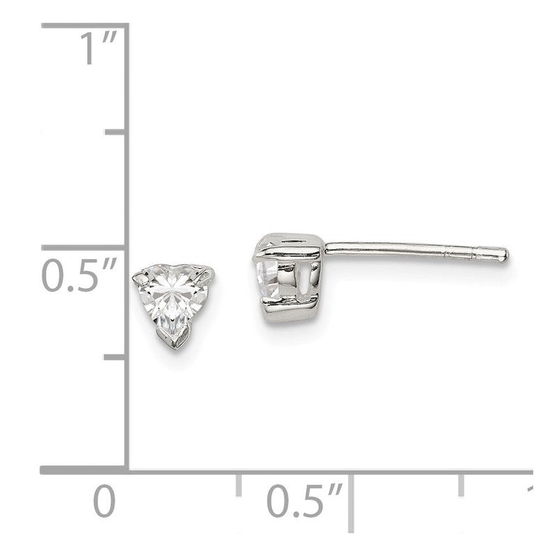 Quality Gold Sterling Silver 4mm Heart Basket Set CZ Stud Earrings