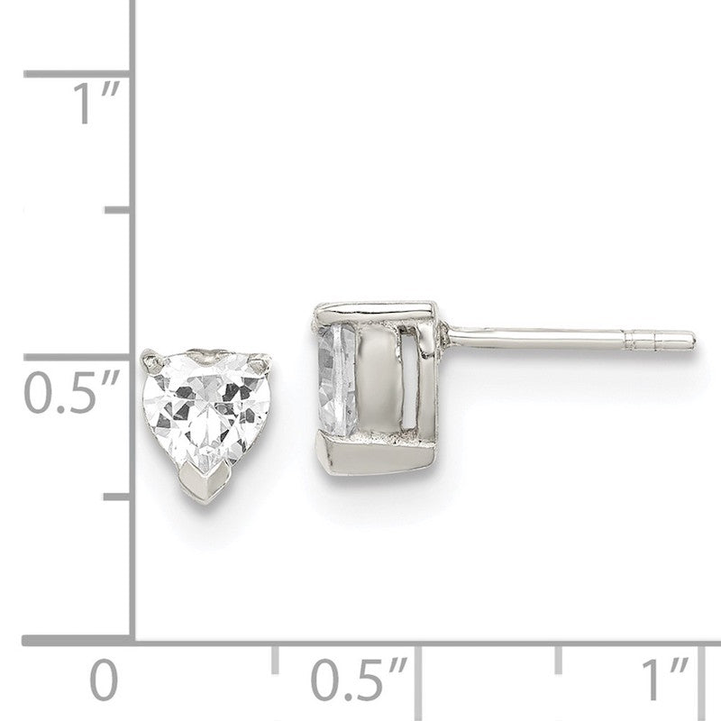 Quality Gold Sterling Silver 6mm Heart Basket Set CZ Stud Earrings