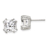 Quality Gold Sterling Silver Princess CZ Stud Earrings