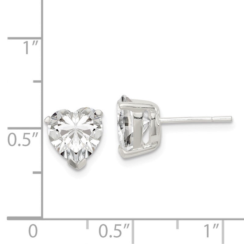 Quality Gold Sterling Silver 8mm Heart Basket Set CZ Stud Earrings