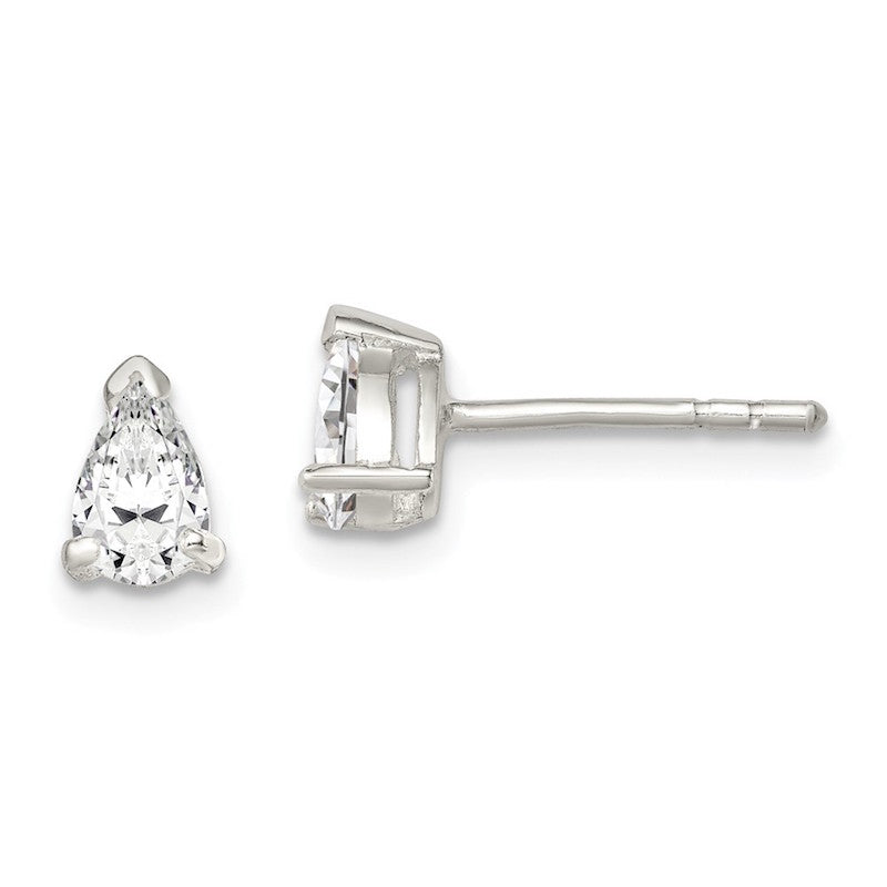 Quality Gold Sterling Silver 4x7 Pear Basket Set CZ Stud Earrings