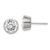 Quality Gold Sterling Silver 9mm CZ Round Bezel Stud Earrings