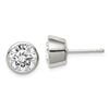 Quality Gold Sterling Silver 8mm CZ Round Bezel Stud Earrings