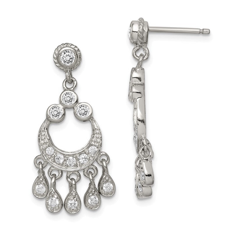 Quality Gold Sterling Silver CZ Chandelier Style Earrings