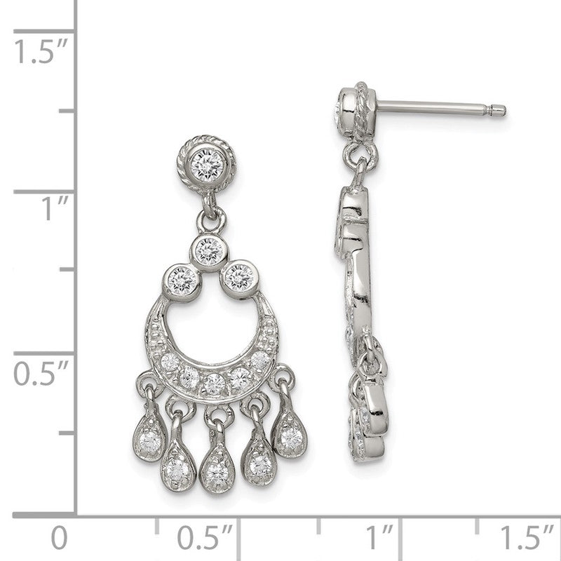 Quality Gold Sterling Silver CZ Chandelier Style Earrings