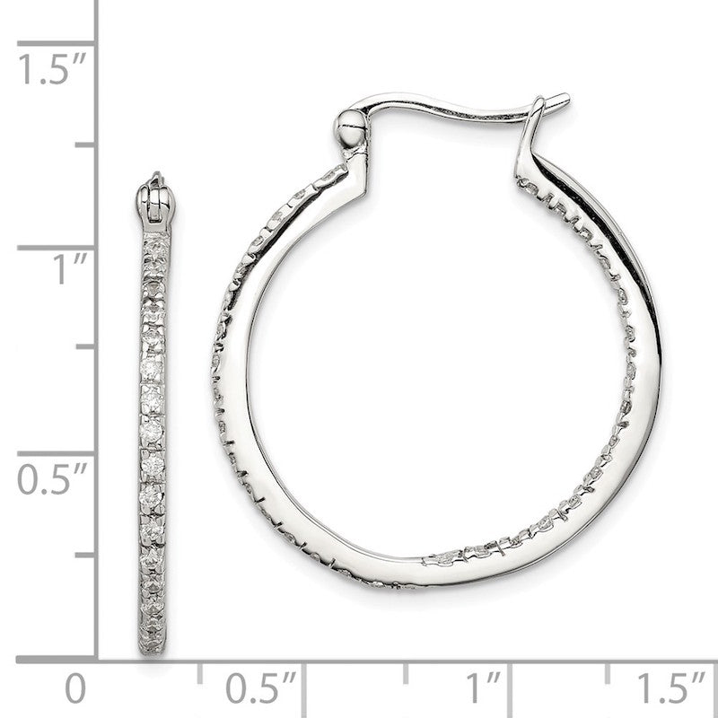 Quality Gold Sterling Silver CZ Hoop Earrings